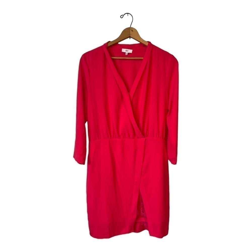 NSR Hot Pink Quarter Sleeve Dress with Lace Detail NWT